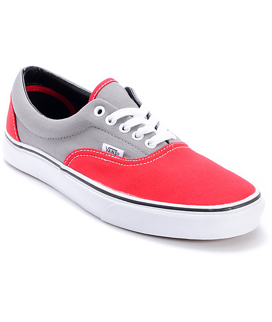 Vans Era 2-Tone Grey & Red Skate Shoes | Zumiez