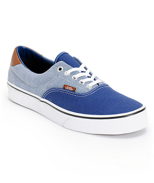 Vans Era 59 Blue Canvas \u0026 Chambray Skate Shoes | Zumiez