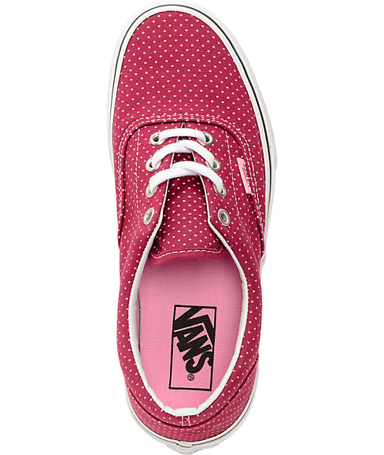Vans Era Beet Red & Begonia Pink Polka Dot Shoes | Zumiez