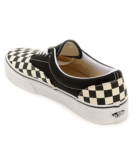 vans era checkerboard black & natural skate shoes vans era checkerboard black & natural skate shoes