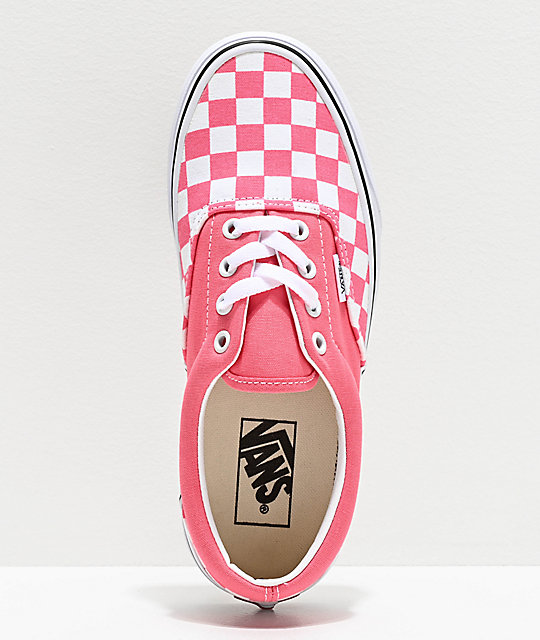 pink checkerboard vans lace up