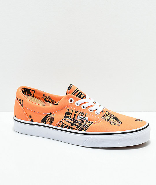 Vans Era Logo Tangerine Black Skates Shoes Zumiez