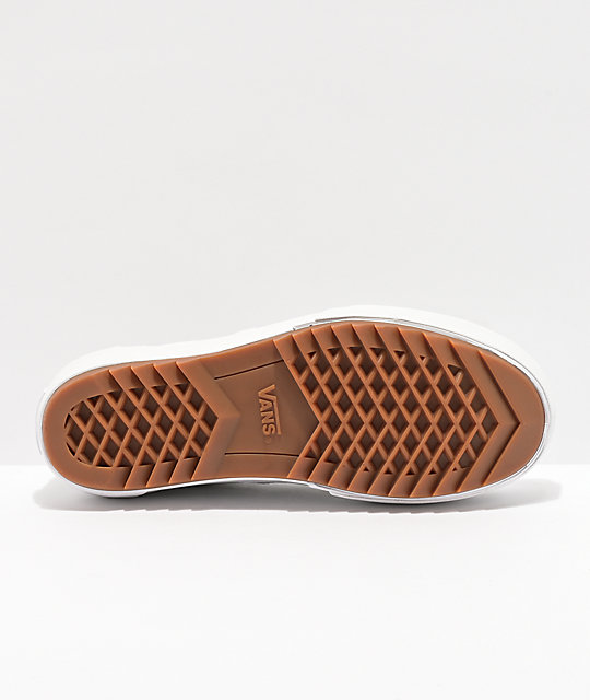 vans era stacked leather white platform shoes