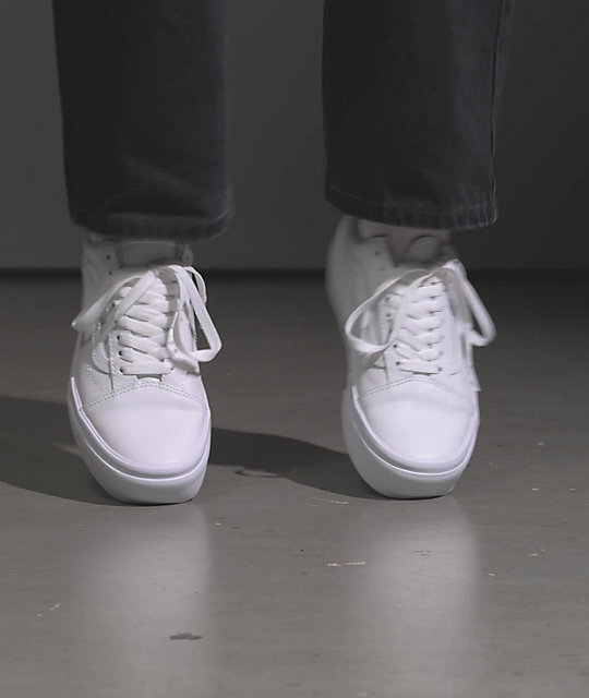 vans leather white sneakers