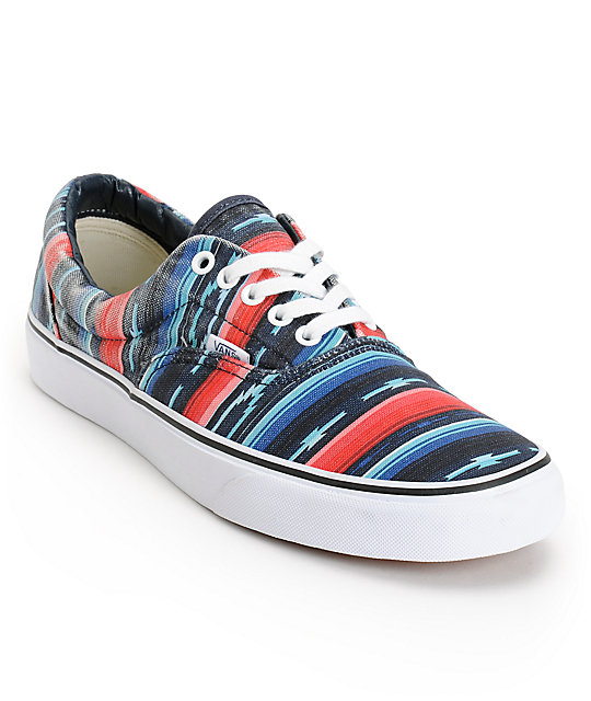 Vans Era Van Doren Multi Stripe Blue Canvas Skate Shoes | Zumiez