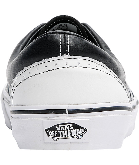 vans era wingtip black & white leather skate shoe vans era wingtip black & white leather skate shoe