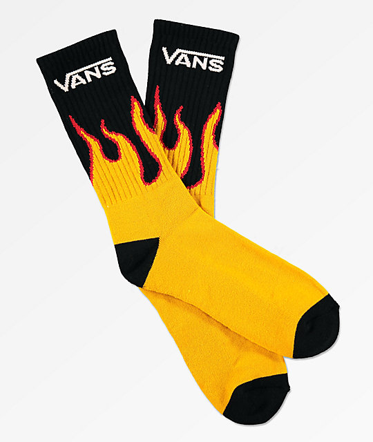 Vans Flames Black & Gold Crew Socks Vans Flames Black & Gold Crew Socks