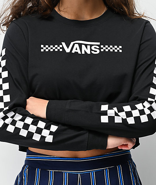 womens vans fun cropped long sleeve tee