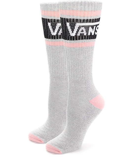 Vans Girl Gang Pink & Grey Crew Socks Zumiez
