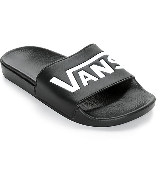vans black flip flops
