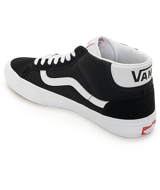 Vans Mid Skool Pro Black & White Skate Shoes | Zumiez
