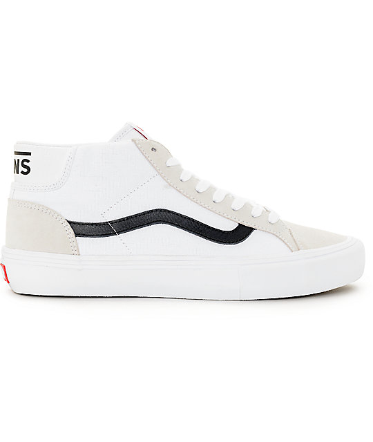 Vans Mid Skool Pro White & Black Skate Shoes | Zumiez