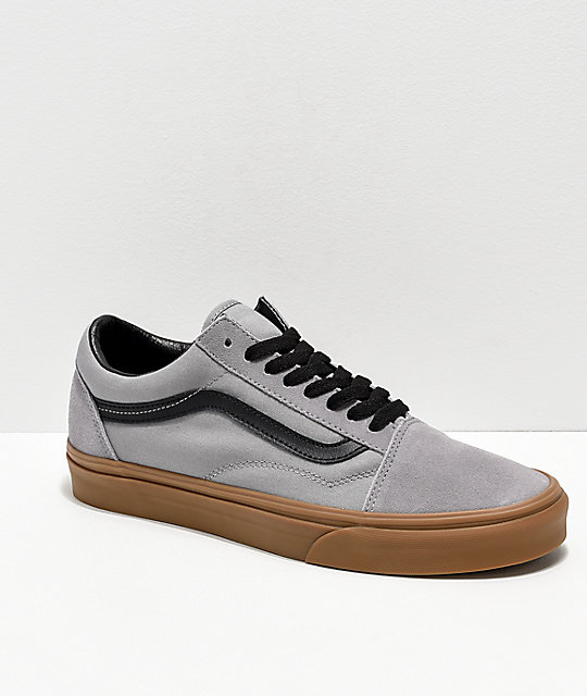 grey vans with black stripe