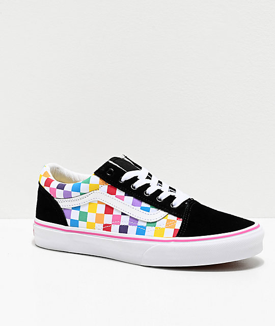colorful checkerboard vans cheap online