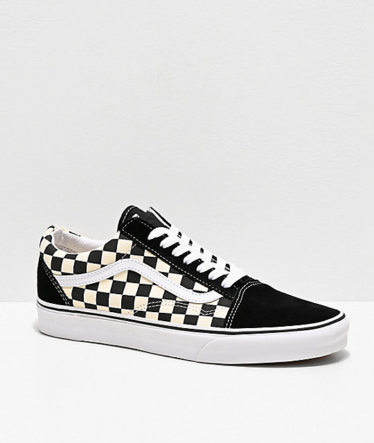 black and white checkered vans lace up
