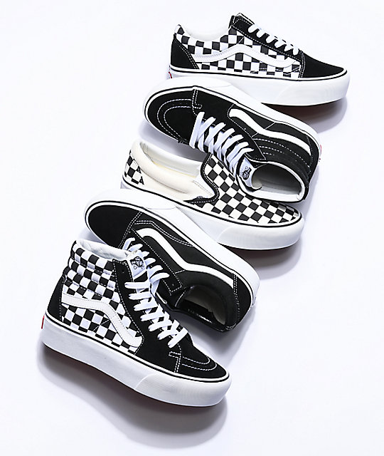 Vans Old Skool Black & White Checkered Platform Skate Shoes | Zumiez