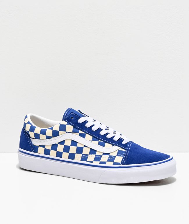 red blue and white checkered vans