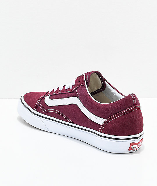 Vans Old Skool Burgundy & White Skate Shoes | Zumiez