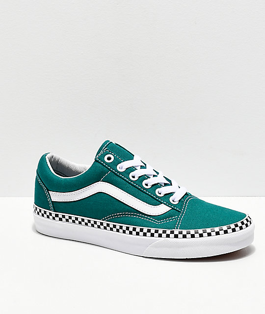 green checkered old skool vans