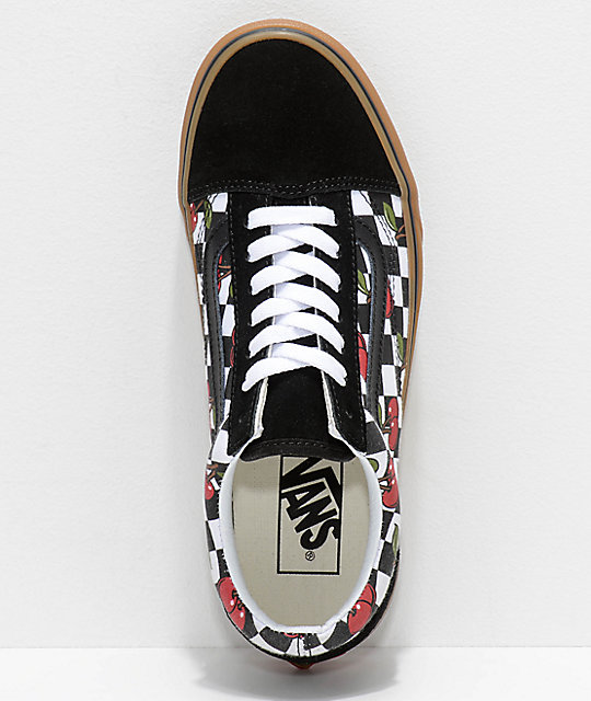 Vans Old Skool Cherry Black & Gum Checkered Skate Shoes | Zumiez