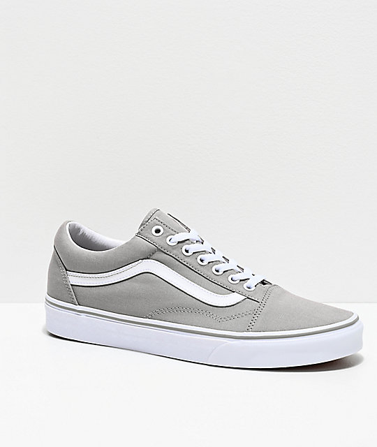 Vans Old Skool Drizzle Grey \u0026 White Skate Shoes | Zumiez