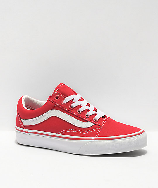 Vans Old Skool Formula Red & White Canvas Skate Shoes Vans Old Skool Formula Red & White Canvas Skate Shoes