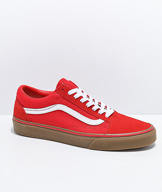 red vans with red soles