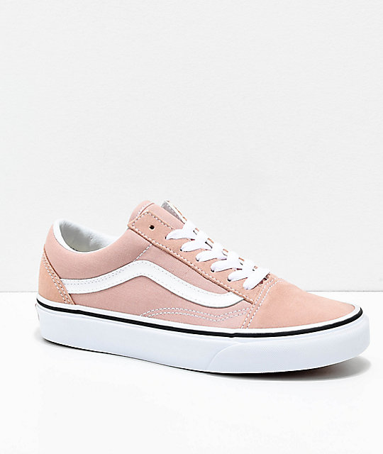 white and rose gold vans