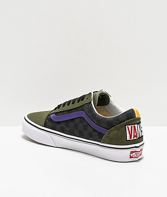 purple and green checkered vans 