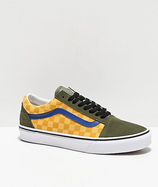 green checkered old skool vans