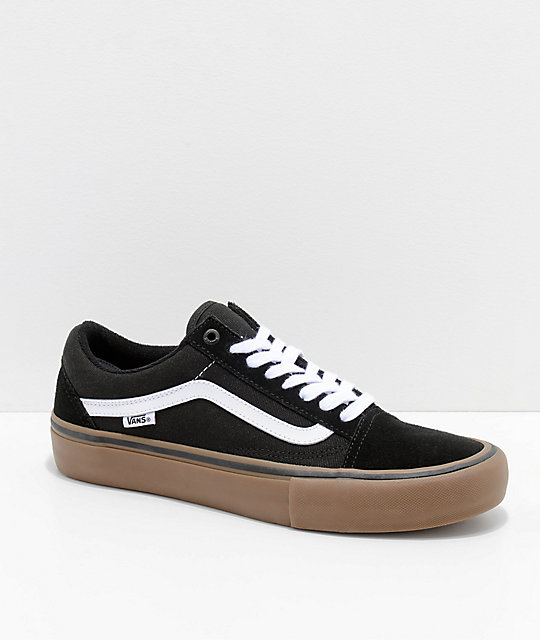 Vans Old Skool Pro Black, White \u0026 Gum Skate Shoes | Zumiez