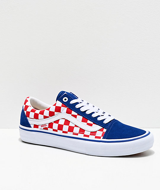 red and blue vans