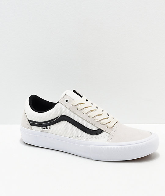 Vans Old Skool Pro Marshmallow zapatos de skate blancos y negros 