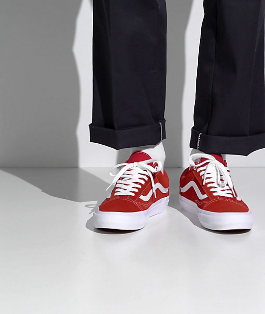 Vans Old Skool zapatos de de ante en rojo y blanco