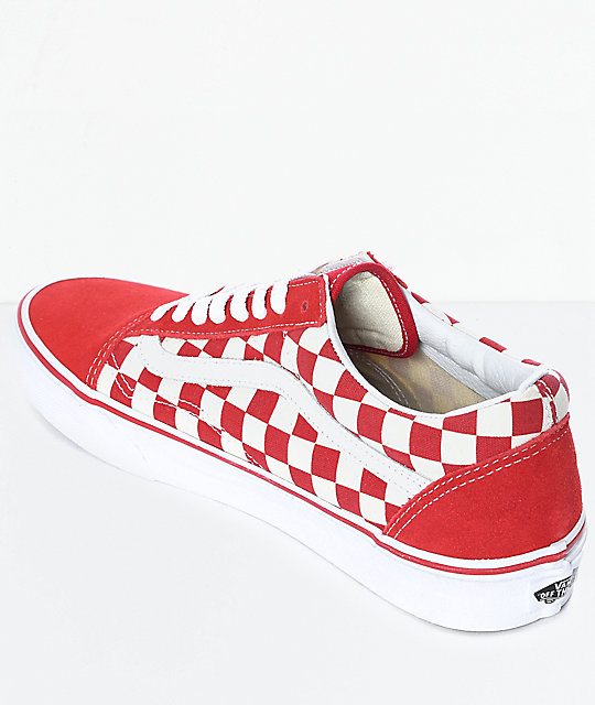 red and white checkered old skool vans