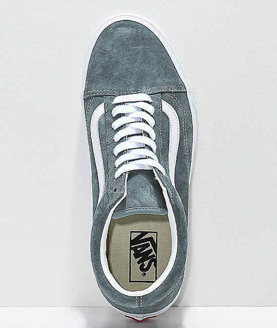 Vans Old Skool Stormy Grey & White Pig Suede Skate Shoes Vans Old Skool Stormy Grey & White Pig Suede Skate Shoes