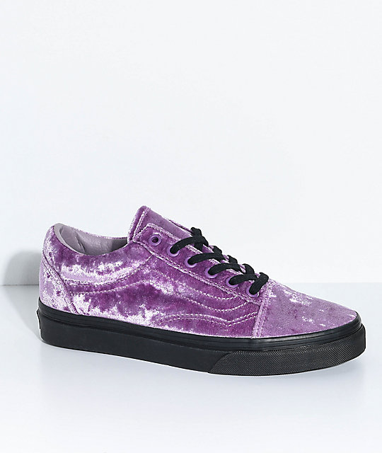 Velvet Old Skool Shoes Sea Fog Black Velvet Old Skool Shoes Sea Fog Black