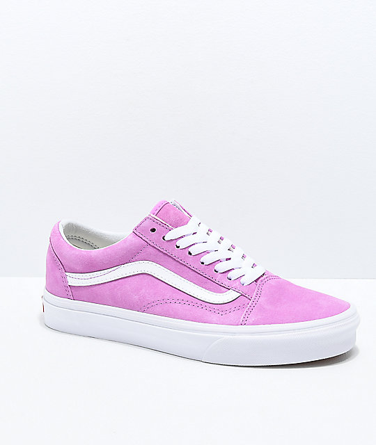 Vans Old Skool Violet & White Pig Suede Skate Shoes Vans Old Skool Violet & White Pig Suede Skate Shoes