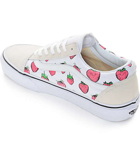 Vans Old Skool White & Strawberries Shoes | Zumiez