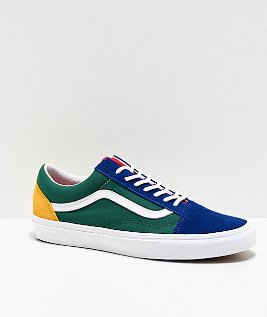 Vans Old Skool Yacht Club Blue, Green, Yellow & Red Skate Shoes | Zumiez