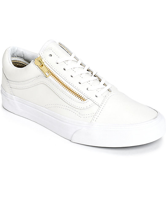 white sneakers with gold zipper cheap 