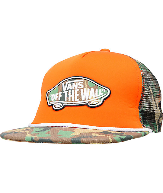 vans camo trucker hat