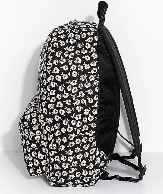 vans black floral backpack