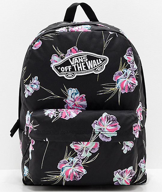 vans realm black & white geo print backpack