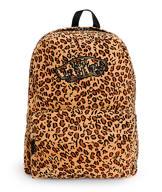 Vans Realm Mocha Brown Leopard Print Backpack | Zumiez