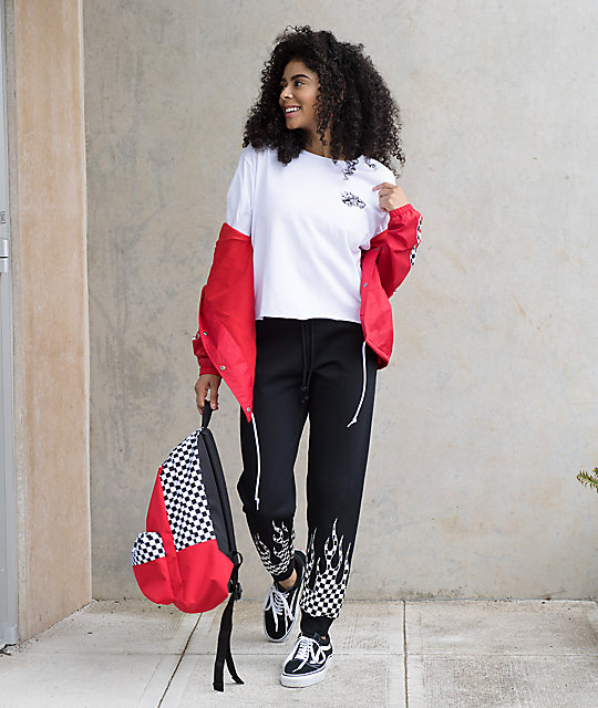 girls red checkered vans