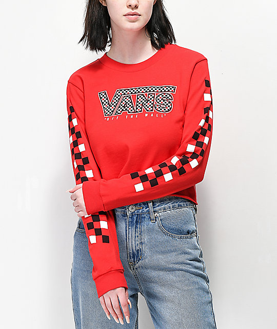 vans red long sleeve shirt