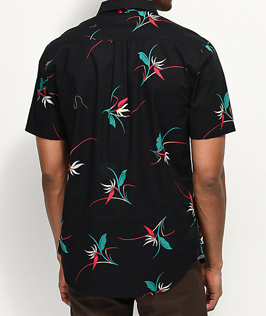 Vans Shade Black Floral Woven Short Sleeve Button Up Shirt | Zumiez