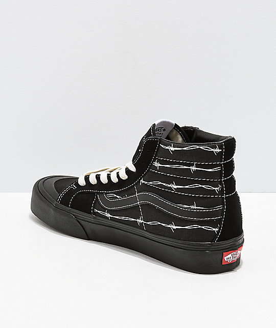 Vans Sk8Hi 138 SF Barbed Wire Black Skate Shoes Zumiez