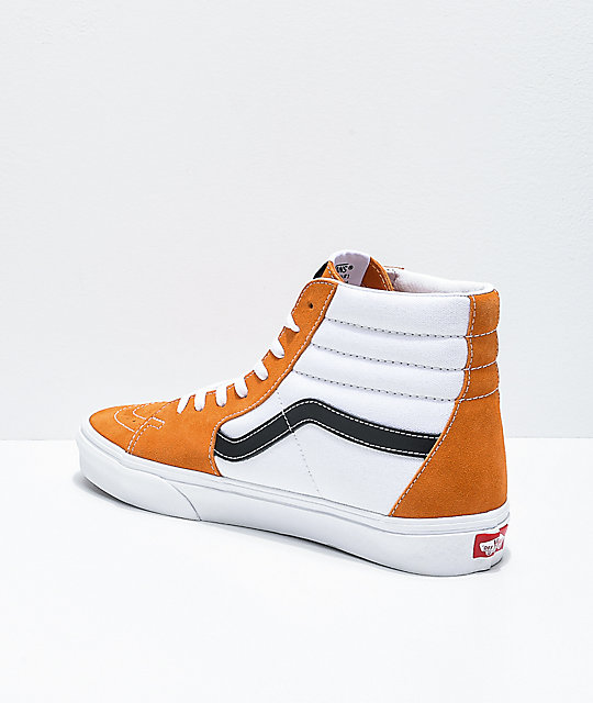 Vans Sk8Hi Apricot Orange, White & Black Skate Shoes Zumiez